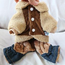 Dog Apparel Corduroy Clothes Winter Thicken Warm Pet Clothing Puppy Costume Outfit Small Jumpsuit Pomeranian Yorkie Schnauzer Jacket