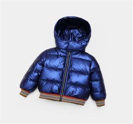 Children Down Jacket Silver Shiny Face Boys Girls Thickened Baby Winter Jacket Fashion Hooded Solid Colour Coat Jacket 210 Years L8138267