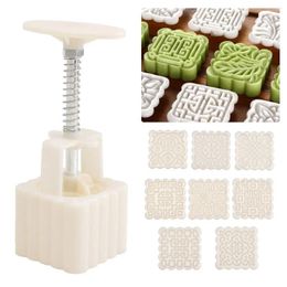 Baking Moulds JX-LCLYL Square Mooncake DIY Mold Pastry Biscuit Cake Mould Gadget With 8 Stamps