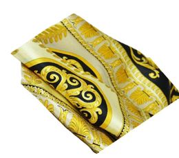 FashionFamous Style 100 Silk Scarves For Woman and Men Solid Colour Gold Black Neck Print Soft Fashion Shawl Women Silk Scarf Squ5087092