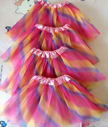 2016 New Rainbow Colour kids tutus skirt dance dresses soft tutu dress ballet skirt 3 layers children pettiskirt clothes3604322