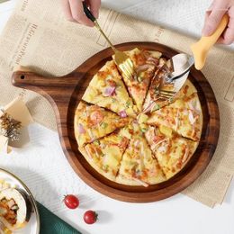 Plates Acacia Mangium 10-Inch Pizza Board Solid Wooden Tray Decorative Po Chopping Cutting Wood Round Steak Plate