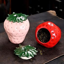 Strawberry Style Ceramic Tea Caddies Tea storage Coffee storage coffee container tea jar tea organizer D004 240401