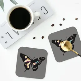 Table Mats Nonbinary Butterfly Coasters PVC Leather Placemats Waterproof Insulation Coffee For Decor Home Kitchen Dining Pads Set Of 4