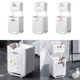 Laundry Bags Organizer Rack Multi Functional 2 Compartments Removable With Wheels For Home Living Room