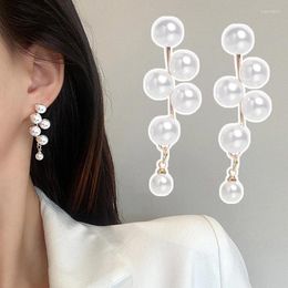 Dangle Earrings Freshwater Pearl Drop For Women Korean Long Tassel Grape Bunch Stud Jewelry Gifts