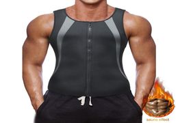 BNC Men Sauna Suit Waist Trainer for Weight Loss Neoprene Sweat Body Shaper Compression Workout Tank Top Vest with Zipper1004933