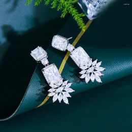 Dangle Earrings ThreeGraces Shining Cubic Zirconia Stone Long For Women Elegant Bridal Wedding Party Jewelry E1762