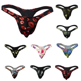 Underpants Print Men's Fashion Sretch G-string T-back Micro Thong Briefs Underwear Man Sexy Ropa Interior Hombre