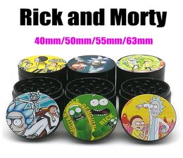 New Zinc Alloy Dry Herb Grinders Cartoon Type Grinders 40505563mm 4 Layers 15 Colourful patterns Tobacco Spice Cursher Metal Gri6695133