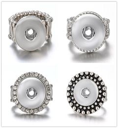 Newest 10pcslot Snap band Ring Jewellery fit 18mm Ginger Metal Silver Button Adjustable9695672