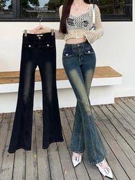 Women's Jeans Real Time Po Of Retro Spicy Girl Micro Flared For Women In Autumn 2024 With Elastic Buttocks High Waist And Floor Dra