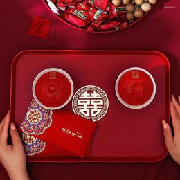 Tea Trays Wedding Ceremony Fruit Candy Tray Living Room Red Festive Set Accessory Plastic Material Supplies For Serving