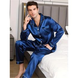 Men's Pajama Set Satin Pajamas Men's Long Sleeved Pajamas Men's Home Set Pajamas Thin Fitting Comfortable And Skin Friendly