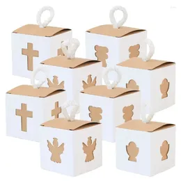 Gift Wrap Bear Angel Grail Cross Retro Kraft Paper Square Box Candy Packaging Wedding Birthday 10Pcs