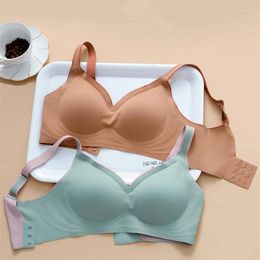 Bras Seamless Contrast Colour Gradient Jelly Strip Underwear Women's Small Breast Push Up Adjustable Sports Wireless Bra