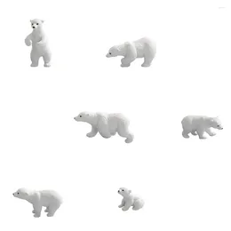 Garden Decorations 6 Pcs Mini Polar Bear White Figurines Miniature Adornment Courtyard Resin Model