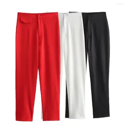 Women's Pants UNIZERA2024 Spring Product Fashion Solid Colour Slim Fit High Waist Versatile Mini Horn