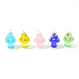 Decorative Figurines 5Pcs Fluorescence Craft Cute Mushroom Charms Glass Pendant DIY Women's Jewellery For Necklace Bracelet Earring Making