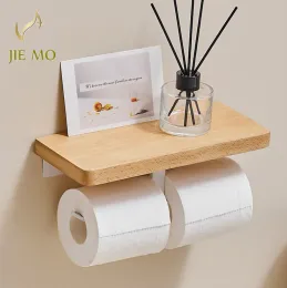 Towels Toilet roll box paper holder Toilet roll paper beech wood holder paper towel roll holder double use