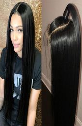 Natural Black 1b Soft Long Silky Straight Full Lace Wigs with Baby Hair Heat Resistant Glueless Synthetic Lace Front Wigs for Bla7546944