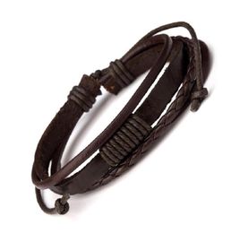 Fashion Mens Leder Charme Armbänder handgefertigtes Design Hip Hop Schmuck Punk Füllstücke Schwarzbrauner Designer geflochtenes Armband For7687703