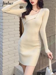 Casual Dresses France Vintage Elegant Knit One Piece Dress Women Irregular Y2k Sweater Female Korean Style Clothes