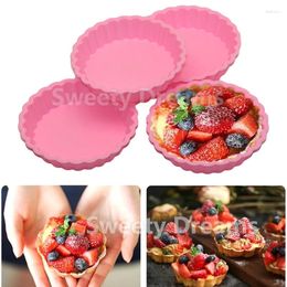 Baking Moulds 1Pc Non-stick Silicone Tart Moulds Mini Quiche Round Fluted Flan Cake Decoration Tools Pizza Pan Mould