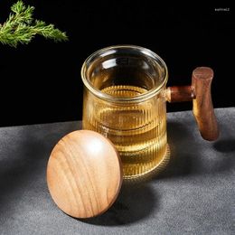 Wine Glasses Wooden-handle Office Brewing Cup High-Temperature Resistant Heat-able With Lid And Philtre Glass Kettle