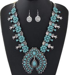 Bohemian Jewellery Sets For Women Vintage African Beads Jewellery Set Turquoise Coin Statement Necklace Earrings Set Fashion Jewelry9530722