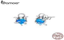 Real 925 Sterling Silver Octopus Heart Opal Stud Earrings for Women Statement Fine Jewellery Brinco Bijoux SCE881 2106169074715