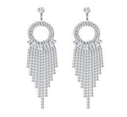 Charm Rhinestone Earrings Dangling Tassel Long Sparkly Sier Prom Party Wedding For Women amEBY1649553