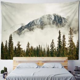 Tapestries Fog Mountain Impression Painting Tapestry Wall Hanging Hills Natural Scenery Theme For Room Living Decorations