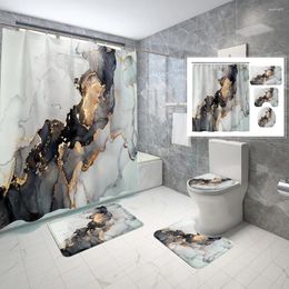 Shower Curtains Black Marble Curtain Polyester Bath Set Luxury 3D Print 180x180 Bathroom Colourful Home Decor Drop