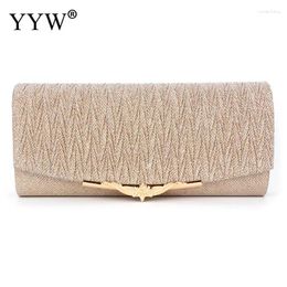 Evening Bags 2024 Clutch Purse With Chain Shoulder Women's Party Clutches Gold Sliver Wedding Elegant Bag Female