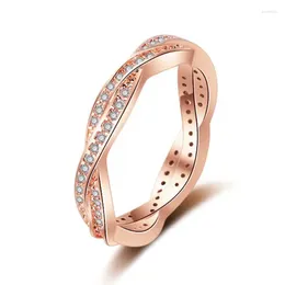 With Side Stones Stylish Zircon Simple High-end Double-row Winding Ring