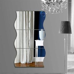 Window Stickers 1 Set Mirror Wall Home Decoration Diy Art Wave Decor Living Room