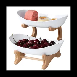 Baking Moulds Double Layer Modern Wooden Living Room Multi-Layer Snack Net Red Fruit Plate Dessert White