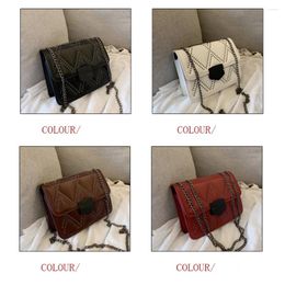 Drawstring Casual Women Shoulder Crossbody Bag PU Leather Retro Female Girls Rivet Fashion Messenger Flap Small Handbags