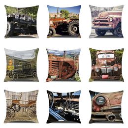 Pillow 40/45/50/60cm Vintage Cover Scrap Car Pickup Printed Case Personalized Home Decor Seat Covers