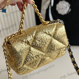 Womens Luxury Brand Shimmer Lambskin Soft Bag Classic Mini Flap Quilted Diamond Lattice Chain Hand Clutch Wedding Evening Party Purse 20cm