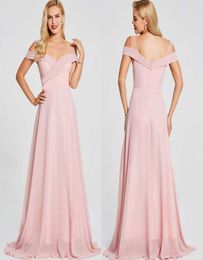 Pink Evening Dresses Summer Boho Maid of Honour Gowns Custom Made Elegant Off Shoulders Long Bridesmaid Gowns BM01473420171