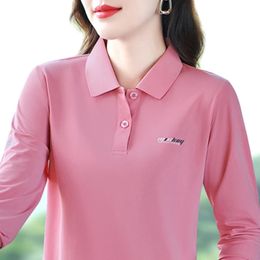 Spring Autumn Polo Golf Woman Wear Long Sleeve T Shirt Embroidery Polo Neck Sport Female Tee Women's Golf Wear 2024 240403