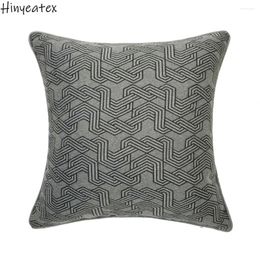 Pillow Modern Geometric Dark Gray Black Lines Jacquard Woven Home Throw Cover Decorative Square Case 45 X Cm