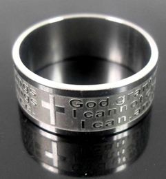 Brand New Mens Womens Etch Christian Serenity Prayer Scriptures CROSS Stainless Steel Ring Silver Jewellery Band Ring8751125