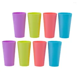 Disposable Cups Straws 8 Pcs Tumbler Kids Drinking Cup Fruit Juice Colourful Water Plastic 8x6x14.5cm Simple Pattern Pp Home Child