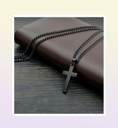 vintage cross pendant necklace stainless steel black chain men women Jewellery gift4680142