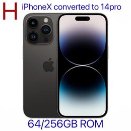 Original unlocked Genuine iPhone X in iphone 14 pro style phone 4G LTE Unlocked coming with 14 pro box sealed 3G RAM 256GB ROM OLED smartphone with battery 100% life