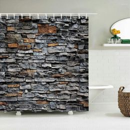 Shower Curtains Old Brick Wall Bathroom Curtain For Home Decoration Waterproof Polyester Fabric Bath Screen With 12 Hook