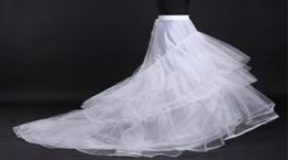 Cheap White tulle Wedding Dresses Petticoat Train Petticoats 3 Hoops 4 Layers Aline Long Train Dress Underskirt Bridal Gown Crino37844426